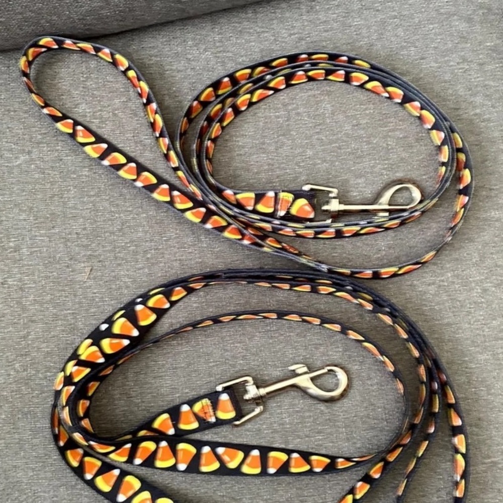 2 Gently Used Candy Corn Dog Leashes